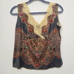Michal Negrin Floral Lace Top with Jewel Accents